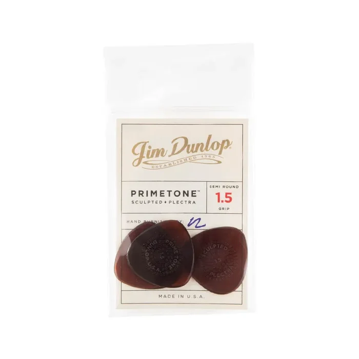 Jim Dunlop 514 Primetone Semi-Round Grip Pick, 1.5mm, 3-Pack