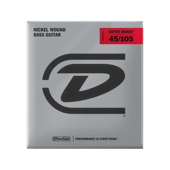 Jim Dunlop DBSBN45105 Super Bright Nickel Wound Bass 4-String Set, 45-105