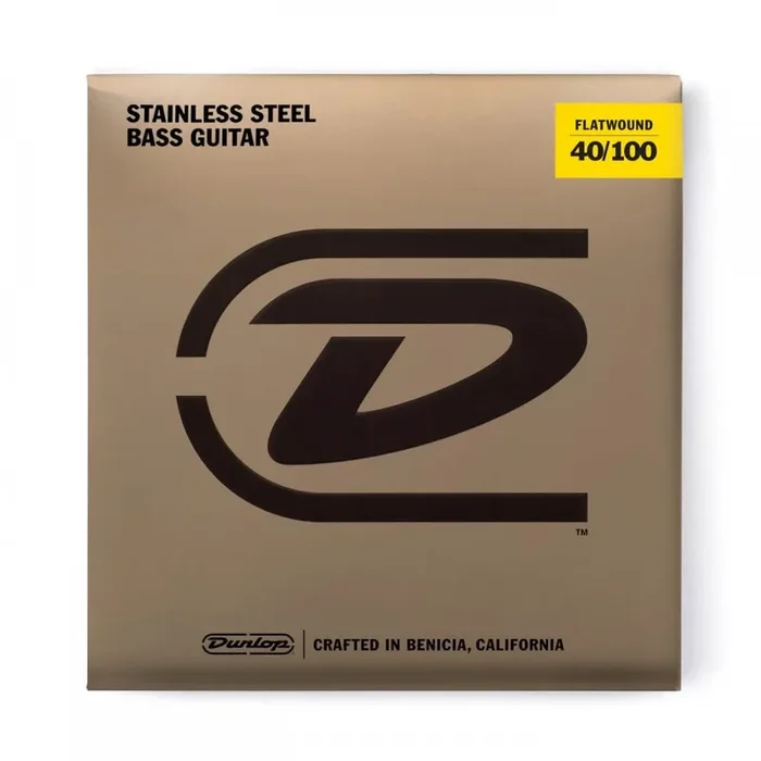 Jim Dunlop Flatwound Stainless Steel 40-100 Bass Guitar Strings, Long Scale