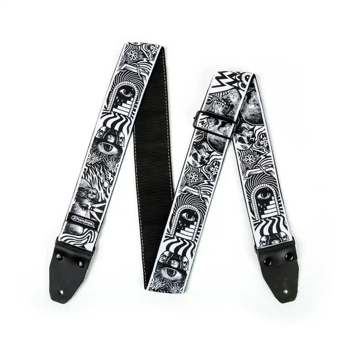 Jim Dunlop ILD04 I Love Dust Skulls Guitar Strap, Black/White