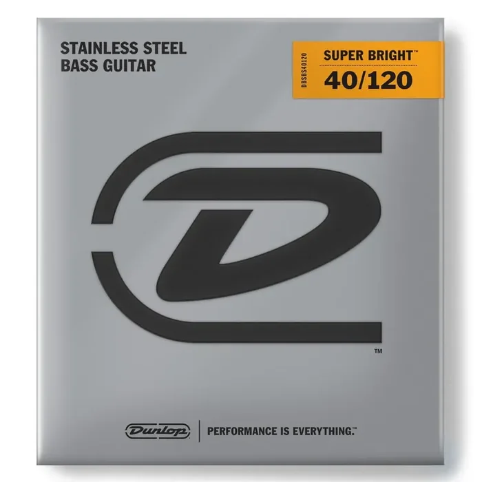 Jim Dunlop Super Bright Stainless Steel 40-120 5-String Bass Guitar Strings, Long Scale