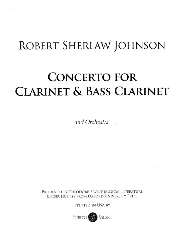 Johnson: Concerto for Clarinet and Bass Clarinet