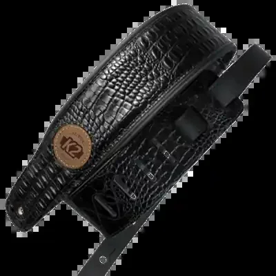 K2 Black Garment Leather 3″ Guitar Strap – Croc Design *D