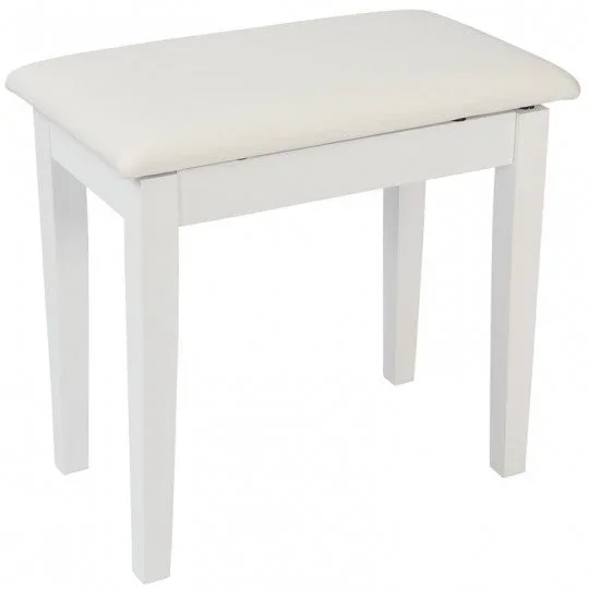 Kinsman KPB01WH Piano Bench with Storage – White Satin
