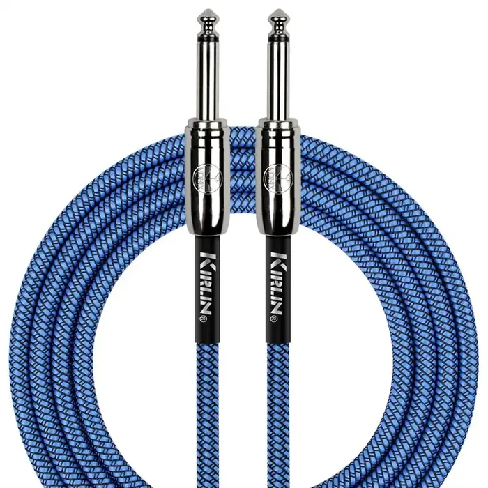 Kirlin 20ft / 6m Blue Woven Straight – Straight Jack Instrument Cable