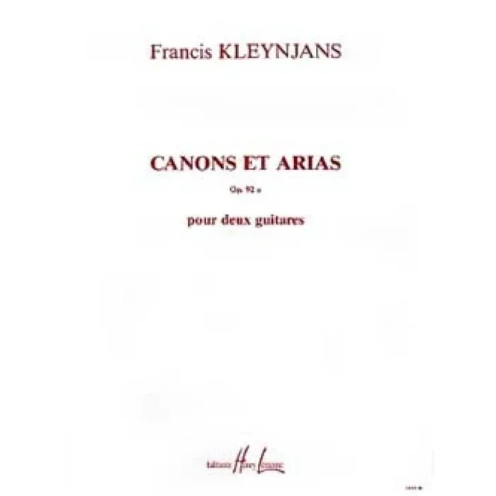 Kleynjans, Francis – Canons et Arias Op.92a