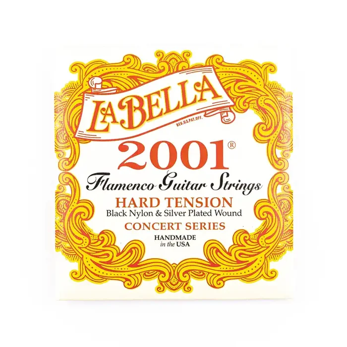 La Bella 2001-FH Silver & Black Nylon Flamenco Guitar Strings, Hard Tension