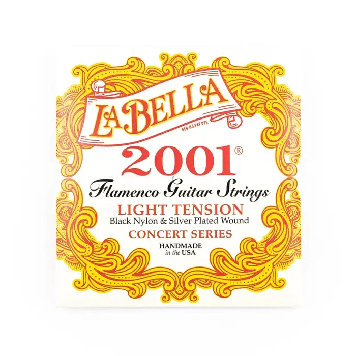 La Bella 2001-FL Silver & Black Nylon Flamenco Guitar Strings, Light Tension