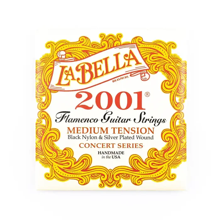 La Bella 2001-FM Silver & Black Nylon Flamenco Guitar Strings, Medium Tension