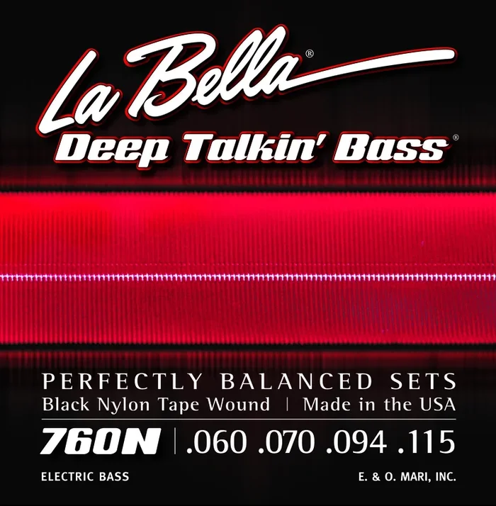 La Bella 760N Black Nylon Tape Wound Bass Strings 60-115
