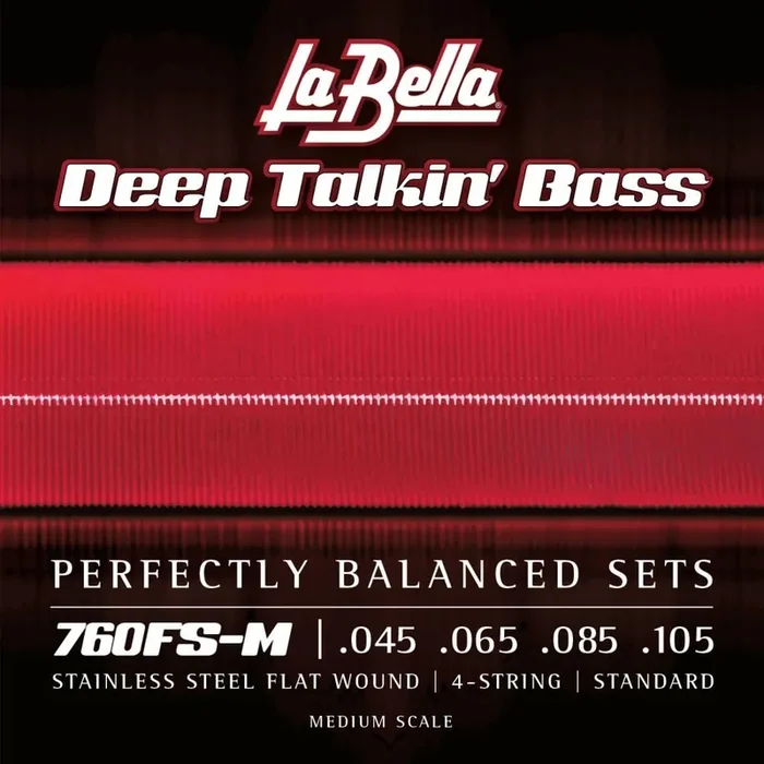 La Bella Deep Talkin‘ Bass Flatwound Stainless Steel 45-105 Bass Guitar Strings, Medium Scale [760FS-M]