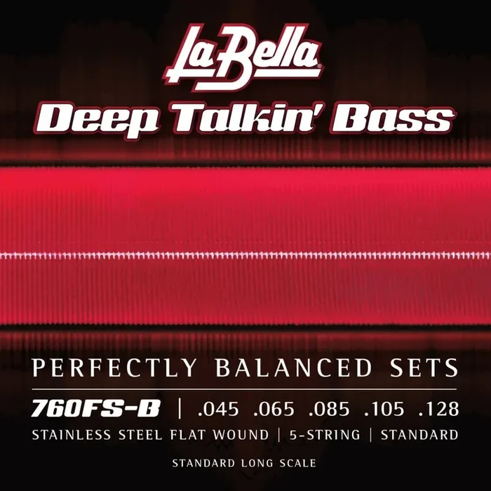 La Bella Deep Talkin‘ Bass Flatwound Stainless Steel 45-128 Bass Guitar Strings, Long Scale [760FS-B]
