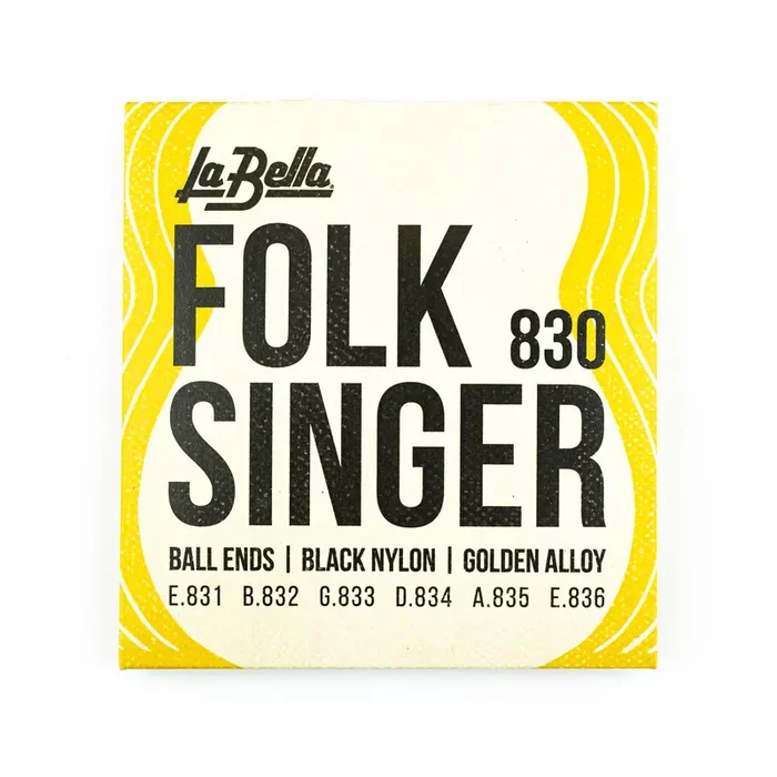 La Bella Folk Singer Golden Alloy & Black Nylon Acoustic Guitar Strings