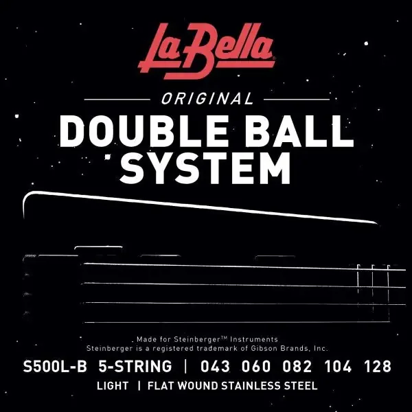 La Bella S500L-B Flat Wound 5-String 43-128 Double Ball-End Bass Strings