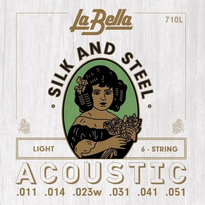 La Bella Silk & Steel 11-51 Acoustic Guitar Strings, Light