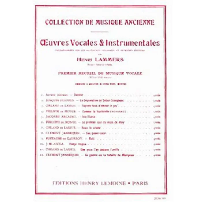 Lammers, Henri – Oeuvres vocales et instrumentales