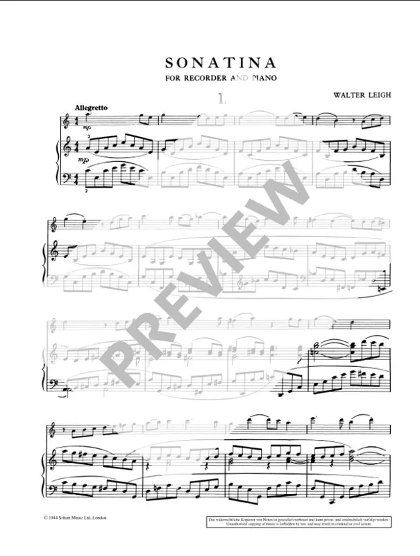 Leigh Sonatina for Treble Recorder and Piano