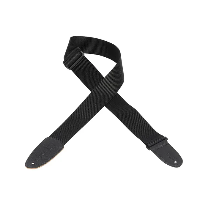 Levy‘s M8 2inch Heavy Weight Poly with Leather Ends Guitar Strap, Extra Long, Black