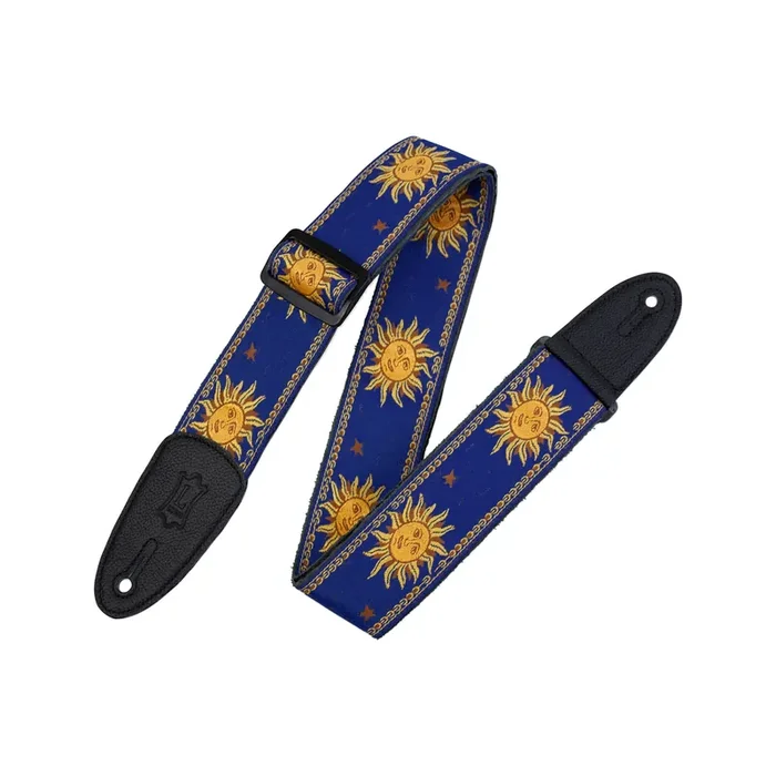 Levy‘s MPJG 2inch Woven Guitar Strap, Yellow-on-Blue Sun Motif