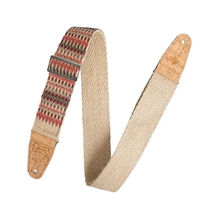 Levys MH8P-006 2inch Hemp Webbing Strap with Cork Ends in Kedu Print