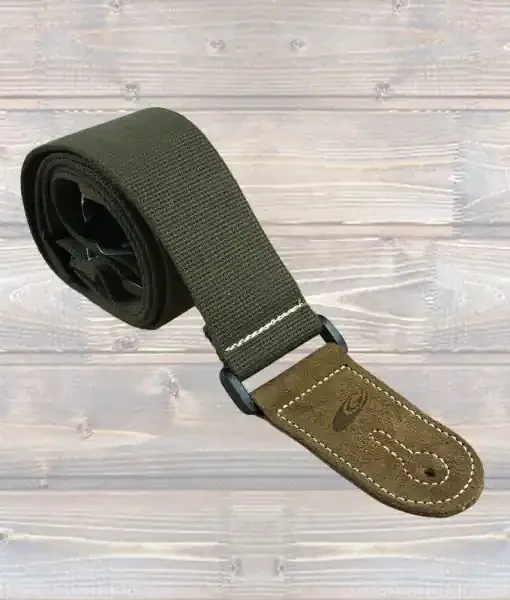 LG 2″ Army Green / Khaki Cotton Woven Guitar Strap