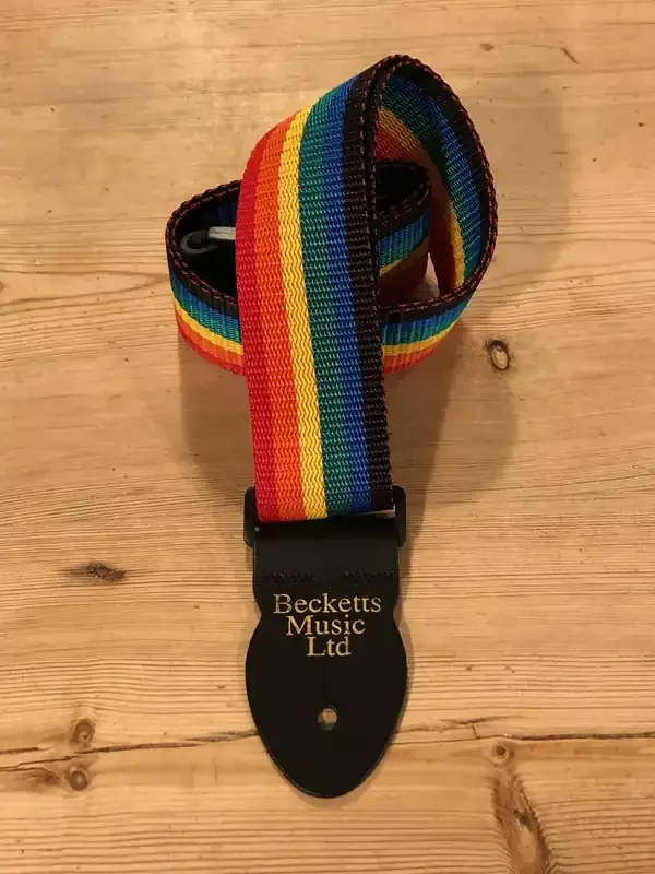LG 2″ Standard Electric / Small Rainbow Webbing Guitar Strap