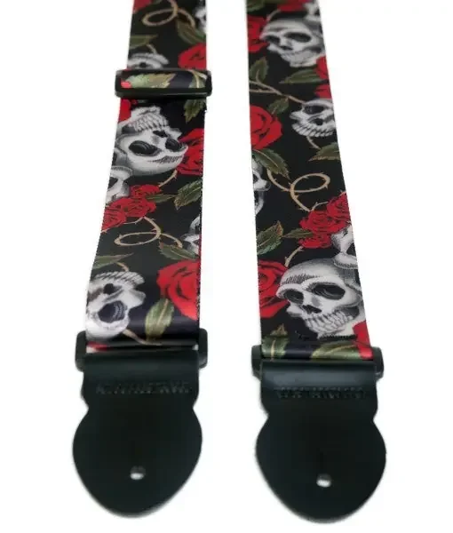 LG Skull & Rose 2″ Webbed Guitar Strap