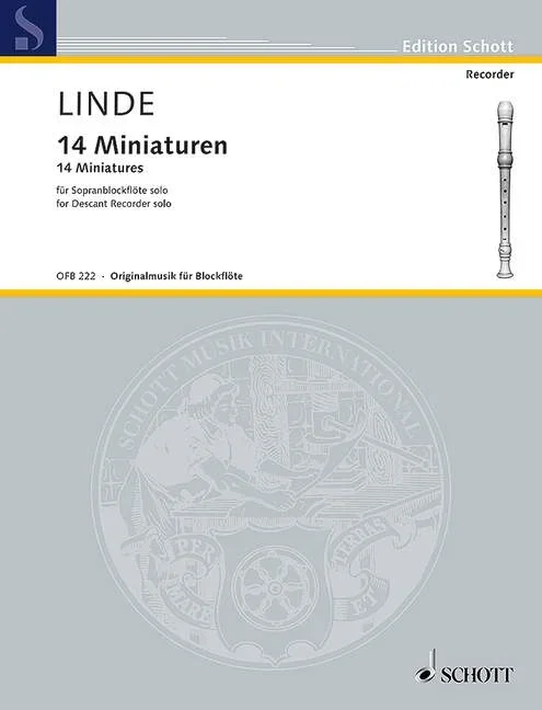 Linde, Hans-Martin : Linde, Hans-Martin : 14 Miniatures, – descant recorder solo – Schott Digital
