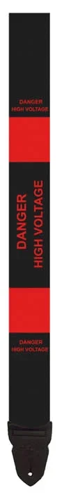 LM – 2 Inch Poly Guitar Strap, Black With Red High Voltage Design *NEW*