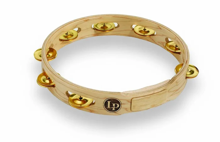 LP Accent 10″ Single Row Wood Tambourine with Brass Jingles