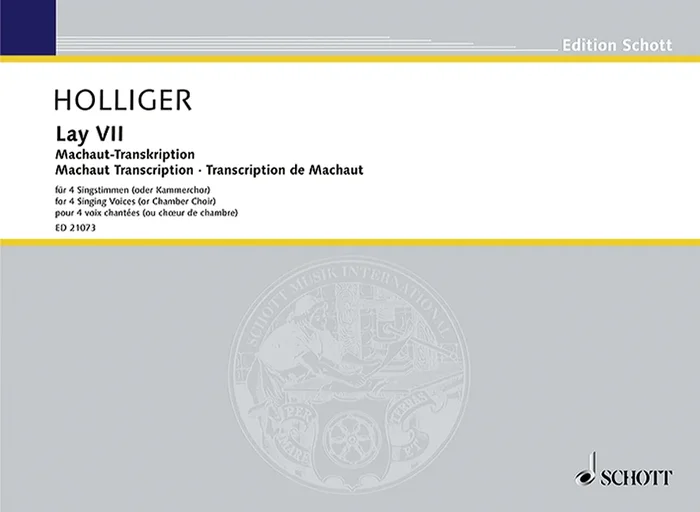 Machaut, Guillaume de : Machaut, Guillaume de : Lay VII, Machaut-Trascription – countertenor (or alto), 2 tenors and bass –