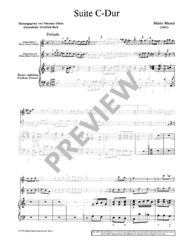 Marais Suite in C Major for 2 Alto Recorders and Continuo