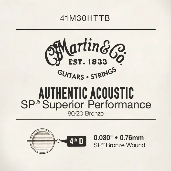 Martin .030 Authentic Acoustic 80/20 Bronze Single String