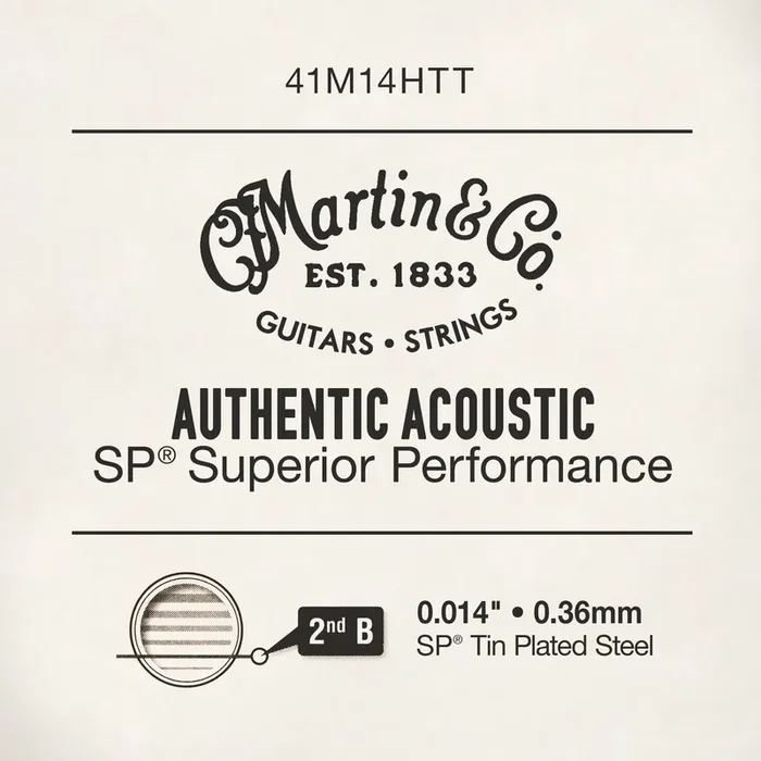 Martin 14 (.014″) Authentic Acoustic Tin Plated Plain Steel Single String