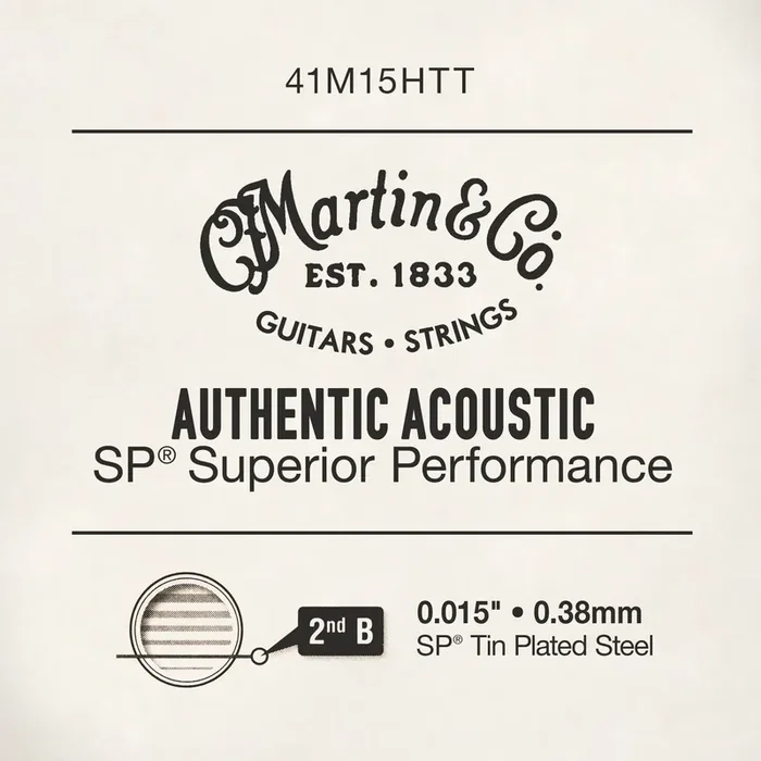Martin 15 (.015″) Authentic Acoustic Tin Plated Plain Steel Single String