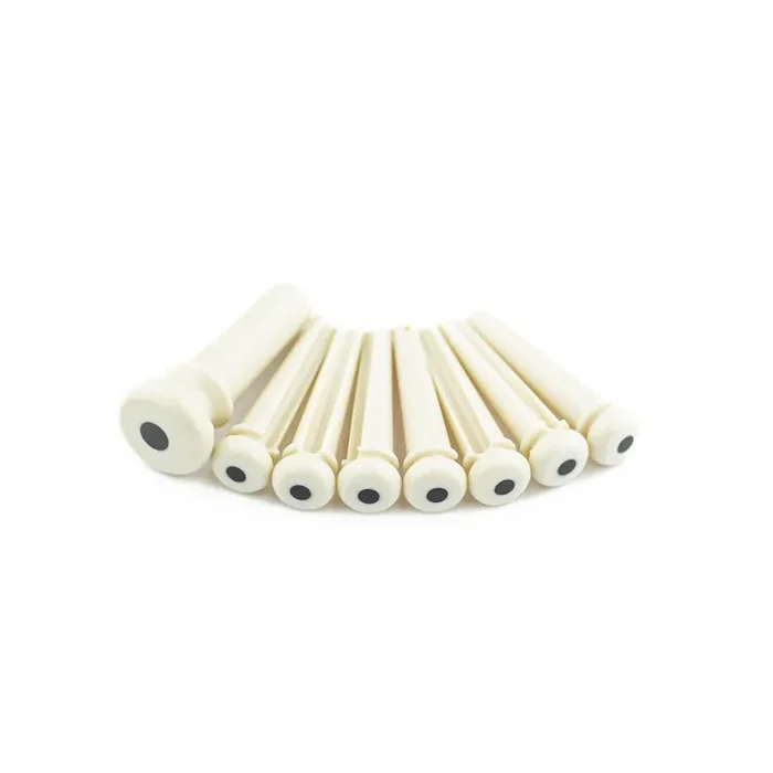Martin Acoustic Guitar Bridge Pin Set, White w/ Black Dot
