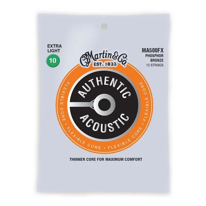 Martin Authentic Acoustic Flexible Core Phosphor Bronze 12-String 10-54 Acoustic Guitar Strings