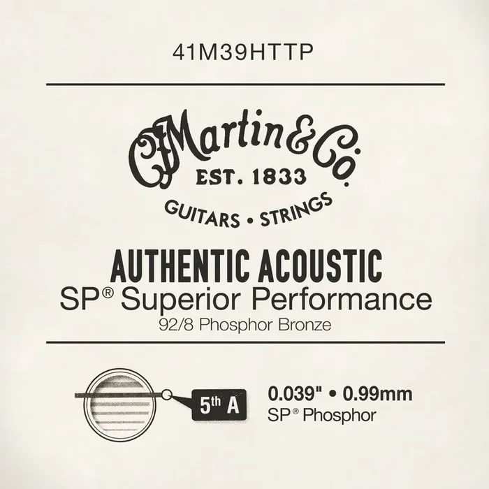 Martin Authentic Acoustic Phosphor Bronze 39 (.039”) Acoustic Guitar Single String