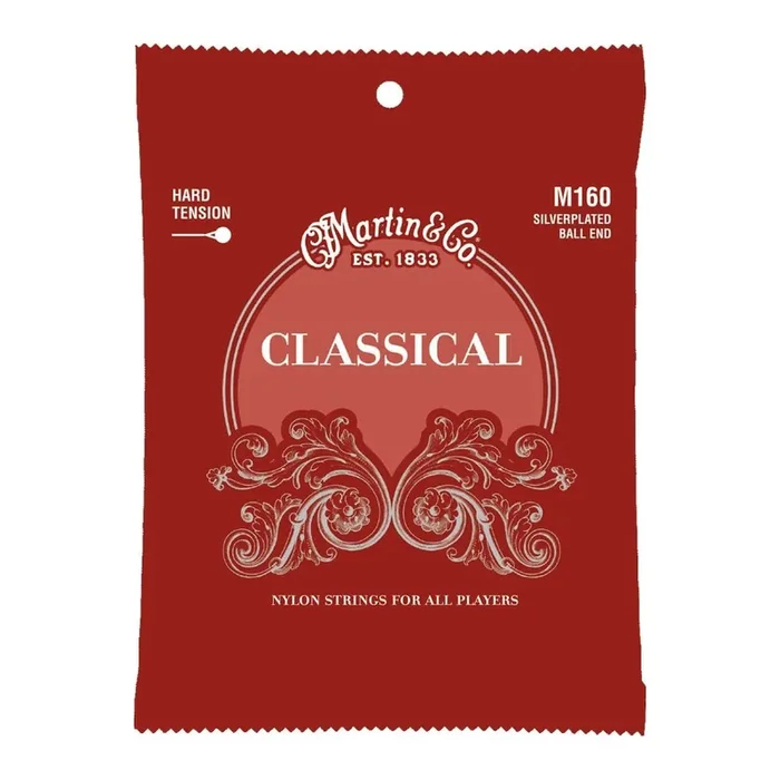 Martin M160 Silver-Plated Copper High Tension Classical Guitar Strings, Ball-End