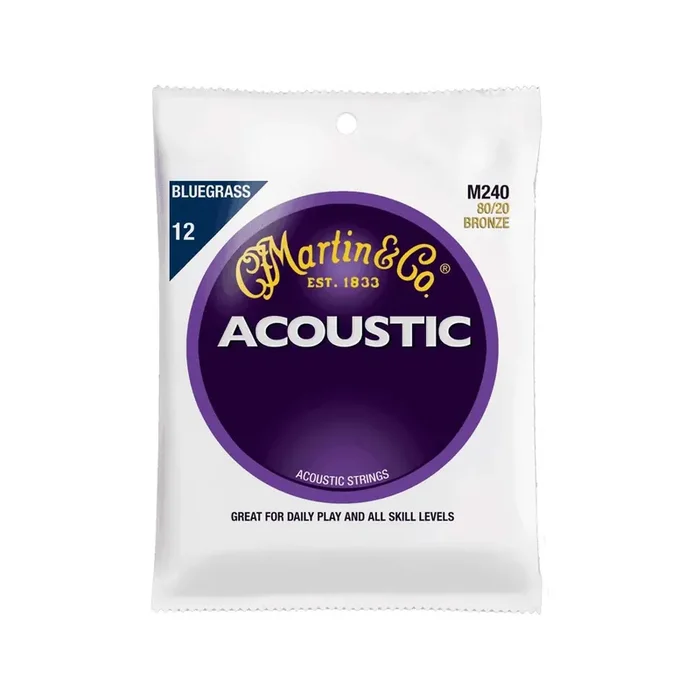 Martin M240 80/20 Bronze Bluegrass Acoustic Guitar Strings, Medium Light, 12-56