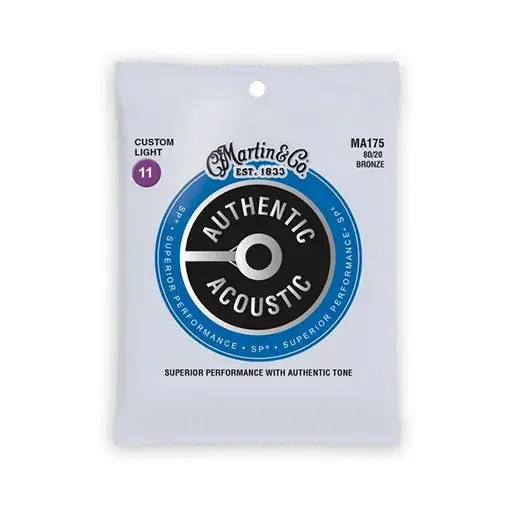 Martin MA175 Authentic Acoustic SP 80/20 Bronze Acoustic Guitar Strings, Custom Light, 11-52