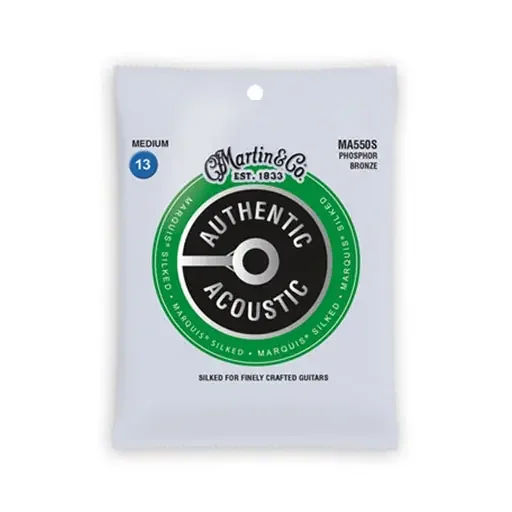 Martin MA550S Authentic Acoustic Marquis Silked Phosphor Bronze Acoustic Guitar Strings, Medium, 13-56