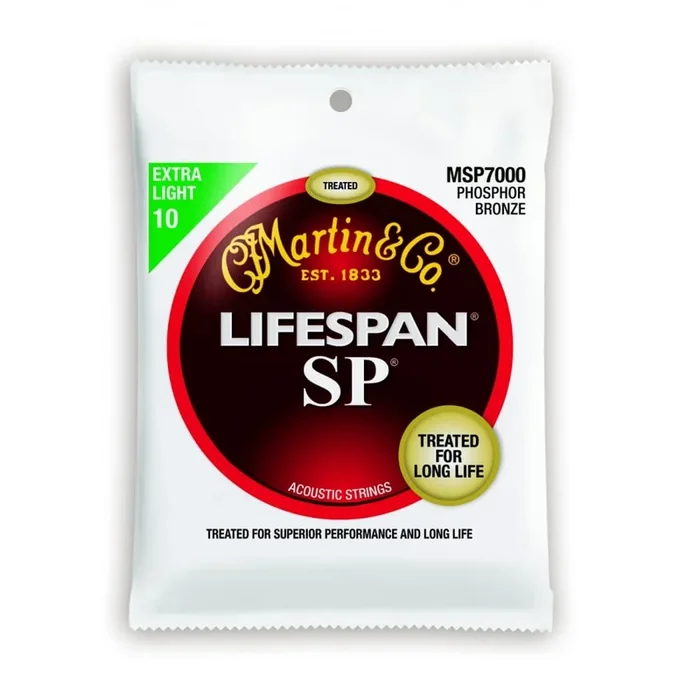 Martin MSP7000, Lifespan SP, 92/8 Phosphor Bronze Acoustic, Extra Light, 10-47