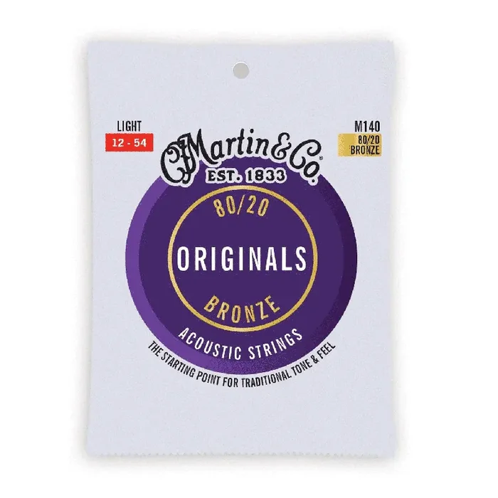 Martin Originals 80/20 Bronze 12-54 Acoustic Guitar Strings, Light