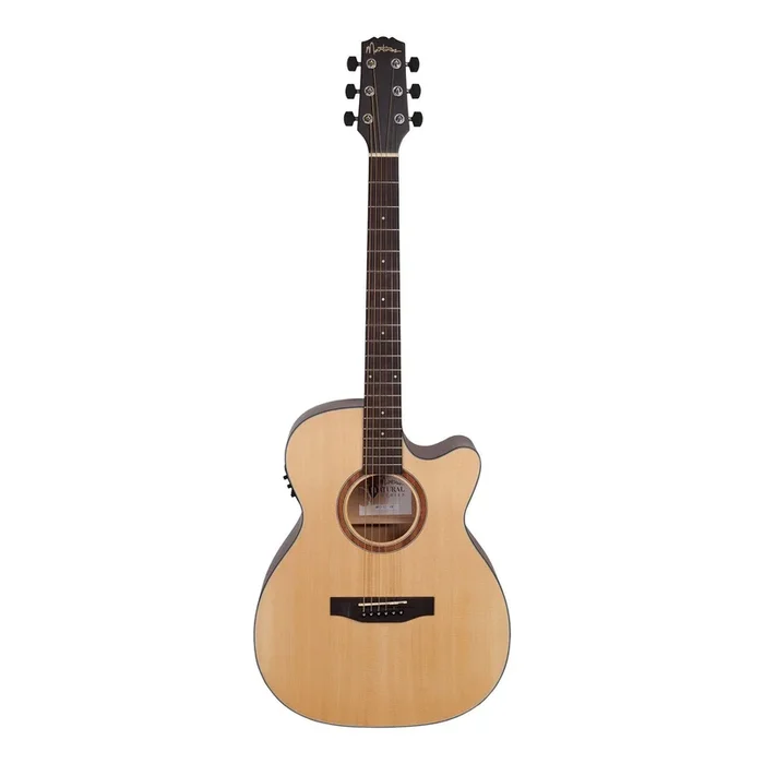 Martinez ‘Natural Series’ Spruce Top Acoustic-Electric Small Body Cutaway Guitar (Open Pore)