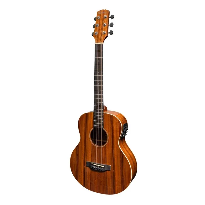 Martinez ‘Southern Star’ Series Left Handed Koa Solid Top Acoustic-Electric TS-Mini Guitar (Natural Gloss)