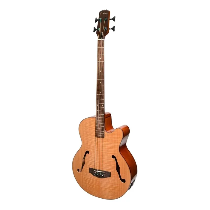Martinez Jazz Hybrid Flamed Acoustic-Electric Bass Guitar (Natural Gloss)