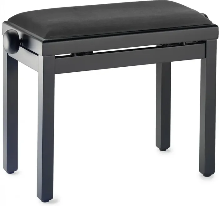 Matt Black Height Adjustable Piano Bench – Black Velvet Top