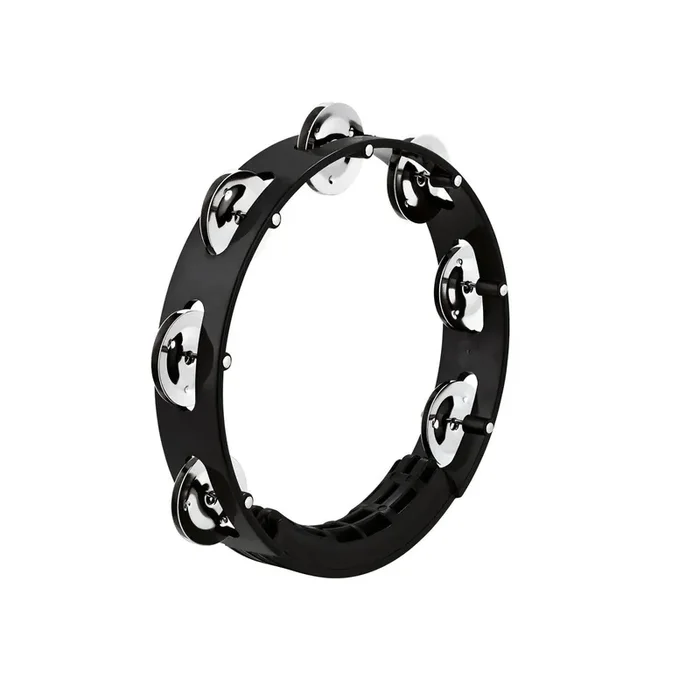 Meinl 8″ Tour Tambourine, Single Row, Stainless Steel Jingles, Black HTT8BK