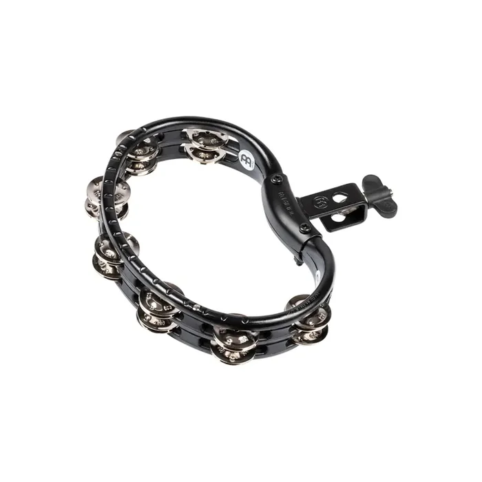MEINL ABS PLASTIC MOUNTABLE DOUBLE ROW TAMBOURINE STEEL JINGLES, BLACK